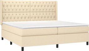 vidaXL Κρεβάτι Boxspring με Στρώμα Κρεμ 200x200 εκ. Υφασμάτινο