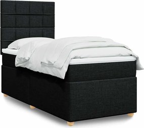 vidaXL Κρεβάτι Boxspring με Στρώμα Μαύρο 100 x 200 εκ. Υφασμάτινο