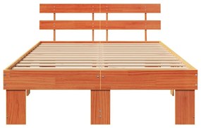 vidaXL Σκελετός Κρεβατιού Καφέ 135 x 190 cm Μασίφ ξύλο πεύκου