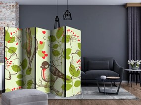 Διαχωριστικό με 5 τμήματα - Bird and lilies vintage pattern II [Room Dividers]