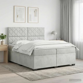 vidaXL Κρεβάτι box spring με στρώμα Ανοιχτό γκρι 200 x 200 cm Βελούδο
