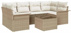 vidaXL Σετ Καναπέ Κήπου 7 pcs Μπεζ Πολυ ράταν