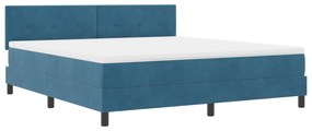 vidaXL κρεβάτι Box Spring με στρώμα & LED σε σκούρο μπλε 180x200 εκ βελούδο