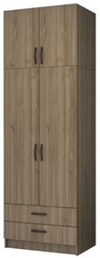 Ντουλάπα Δίφυλλη Με Πατάρι Ricardo 0256526 80x51,8x240cm Walnut Δίφυλλη