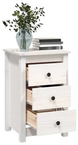 vidaXL Κομοδίνο Λευκό 40 x 35 x 61,5 εκ. από Μασίφ Ξύλο Πεύκου
