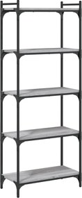 vidaXL Βιβλιοθήκη 5 Επιπέδων Γκρι Sonoma 60x30x154 εκ. Επεξεργ. Ξύλο