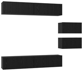vidaXL Σετ επίπλου τηλεόρασης 6 pcs Μαύρη δρυς 80 x 30 x 30.5 εκ