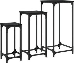 vidaXL Τραπεζάκια Ζιγκόν 3 τεμ. Μαύρα από Επεξεργασμένο Ξύλο