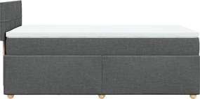 vidaXL Κρεβάτι Boxspring με Στρώμα Σκούρο Γκρι 90x190 εκ. Υφασμάτινο