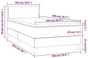 vidaXL Κρεβάτι Boxspring με Στρώμα Γκρι 100x200εκ. από Συνθετικό Δέρμα