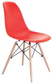 Καρέκλα Art Wood ΕΜ123,6W 46x52x82cm Red Σετ 4τμχ Ξύλο,Πολυπροπυλένιο