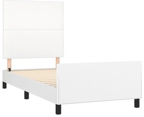 vidaXL Πλαίσιο Κρεβατιού με Κεφαλάρι Λευκό 100x200 εκ.Συνθετικό Δέρμα
