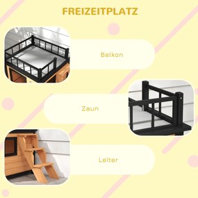 PawHut Σκυλόσπιτο με ταράτσα, αδιάβροχο, ξύλο, 121x77x78cm, Μαύρο/Κίτρινο