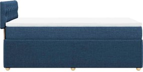 vidaXL Κρεβάτι Boxspring με Στρώμα Μπλε 90x200 εκ.Υφασμάτινο