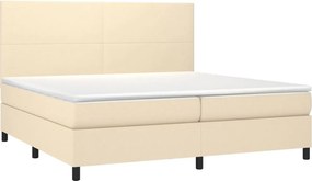 vidaXL Κρεβάτι Boxspring με Στρώμα Κρεμ 200x200 εκ. Υφασμάτινο