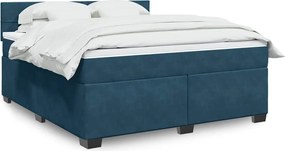 vidaXL Κρεβάτι Boxspring με Στρώμα Μπλε 180x200 εκ. Βελούδινο