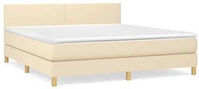 vidaXL Κρεβάτι Boxspring με Στρώμα Κρεμ 180x200 εκ. Υφασμάτινο