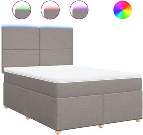 vidaXL Κρεβάτι Boxspring με Στρώμα Taupe 140x190 εκ. Υφασμάτινο