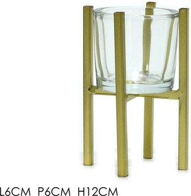Κηροπήγιο Χρυσό Μέταλλο/Γυαλί 6x12cm