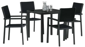 vidaXL Σέτ φαγητού για κήπο 5 pcs Μαύρο Χάλυβας με επίστρωση πούδρας