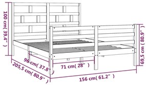 Πλαίσιο Κρεβατιού Λευκό 150 x 200 εκ. Μασίφ Ξύλο King Size - Λευκό