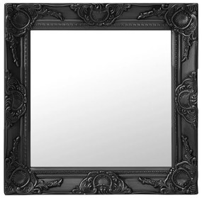 Καθρέφτης Τοίχου με Μπαρόκ Στιλ Μαύρος 50 x 50 εκ.