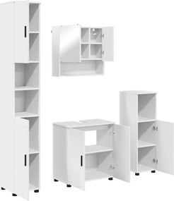 vidaXL Σετ Επίπλων Μπάνιου 4 pcs Λευκό Επεξεργασμένο ξύλο &amp; Μέταλλο