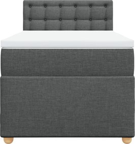 vidaXL Κρεβάτι Boxspring με Στρώμα Σκούρο Γκρι Single Υφασμάτινα