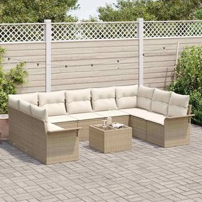 vidaXL Σετ Καναπέ Κήπου με μαξιλάρι 10 pcs Καφέ Πολυ ράταν