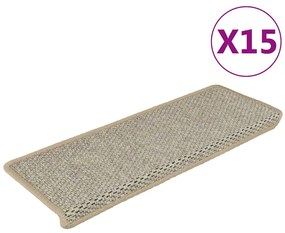 vidaXL Πατάκια Σκάλας Αυτοκόλλητα 15τεμ. Όψη Σιζάλ Πρ. 65x21x4εκ.