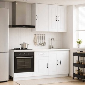 vidaXL Μονάδα κουζίνας KALMAR 5 pcs Λευκό Επεξεργασμένο Ξύλο
