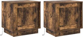 vidaXL Κομοδίνο 2 τμχ. Καπνιστό Δρύς 44 x 34,5 x 45 εκ