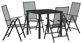 vidaXL Σέτ φαγητού για κήπο Πτυσσόμενος 5 pcs Ανθρακί Ατσάλι
