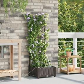 vidaXL Γλάστρες Κήπου 1 τεμ Καφασωτό Καφέ 40 x 40 x 126 cm Πλαστικό