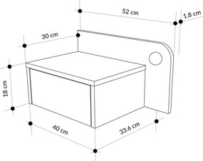 Κομοδίνο Κρεμ CRIBRAL 52x30x28