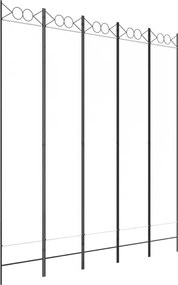 vidaXL Διαχωριστικό Δωματίου με 5 Πάνελ Λευκό 200x220 εκ. από Ύφασμα