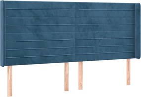 vidaXL Κρεβάτι Boxspring με Στρώμα &amp; LED Σκ. Μπλε 200x200εκ. Βελούδινο
