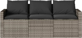 vidaXL Σετ Τραπεζαρίας Κήπου 2 τεμ. Γκρι Συνθ. Ρατάν με Μαξιλάρια