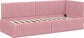 vidaXL Κρεβάτι Γωνίας Ροζ 80 x 200 cm Βελούδο