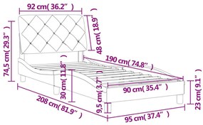 Πλαίσιο Κρεβατιού με Κεφαλάρι Μπλε 90 x 190 εκ. Βελούδινο - Μπλε