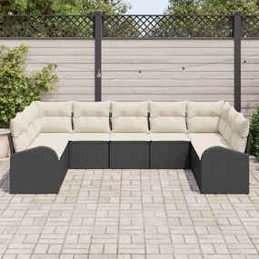 vidaXL Σετ Καναπέ με μαξιλάρι 9 pcs Μαύρο Πολυ Ρατάν