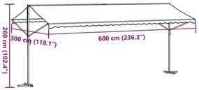 Τέντα Μεταφερ. με Βραχίονες Μπλε/Λευκή 600x300 εκ Ύφασμα/Ατσάλι - Μπλε