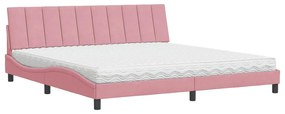 vidaXL Κρεβάτι με Στρώμα Hanko Ροζ 200x200 εκ. Βελούδινο