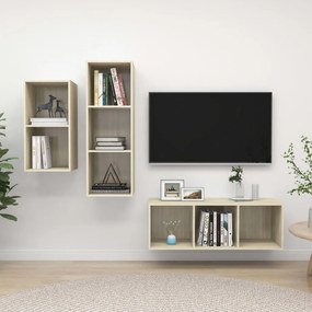 vidaXL Έπιπλα Τηλεόρασης Σετ 3 Τεμαχίων Sonoma Δρυς από Επεξ. Ξύλο