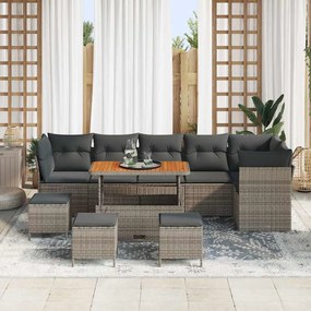 vidaXL Σετ Καναπέ Κήπου 10 pcs Γκρι συνθετικό ρατάν