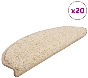 vidaXL Πατάκια Σκαλιών 20 τεμ. Κρεμ Ημίστρογγυλά Μεγάλα 65x21x4 εκ.
