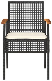 vidaXL Καρέκλες Κήπου 2 τεμ. Μαύρες Συνθ. Ρατάν/Ξύλο Ακακίας+Μαξιλάρια