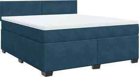 vidaXL Κρεβάτι Boxspring με Στρώμα Μπλε 180x200 εκ. Βελούδινο