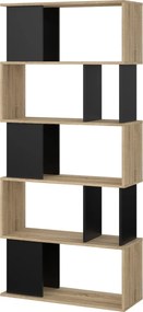 Maze βιβλιοθήκη  80x29,5x173,5εκ. Δρυς / Μαύρο