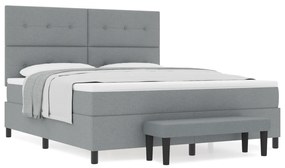vidaXL Κρεβάτι με βαλίτσα με Στρώμα & Πάγκο Ανοιχτό Γκρι 180x200 εκ Ύφασμα